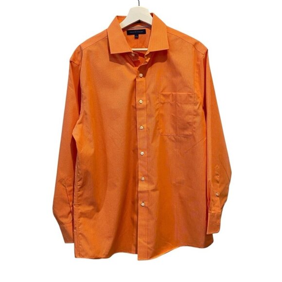Tommy Hilfiger Slim Fit Orange 100% Cotton Button Down Shirt Size 16.5 - Picture 1 of 15